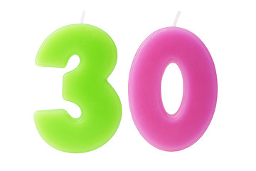 Image showing 30th birthday candles isolated 