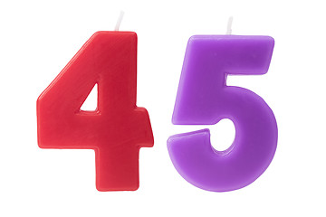 Image showing 45th birthday candles isolated 