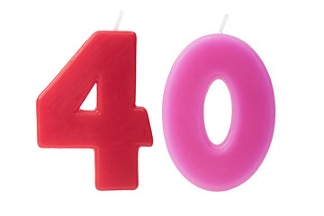 Image showing 40th birthday candles isolated 