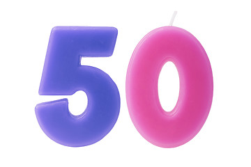 Image showing 50th birthday candles isolated 