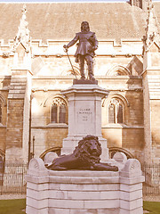 Image showing Oliver Cromwell statue vintage