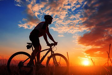 Image showing biker in autumn on a sunny afternoon