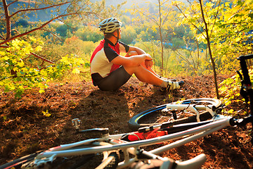 Image showing Young Cyclist in Helmet. Sport Lifestyle Concept.