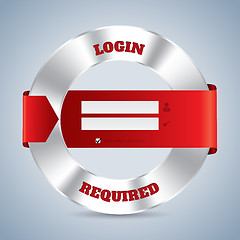 Image showing Metallic login screen with red ribbon design