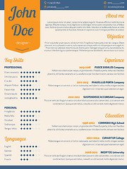 Image showing Modern resume cv with orange ribbon
