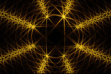 Image showing Fractal images: glowing bright yellow rays