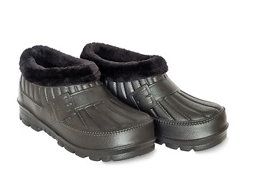 Image showing Comfortable waterproof work shoes on a white background.