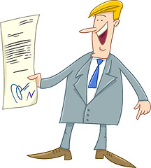 Image showing businessman with contract cartoon