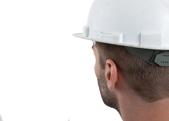 Image showing Engineer with hardhat on white background