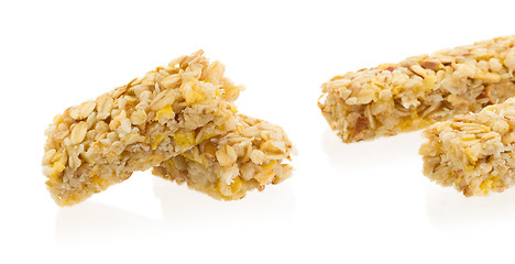 Image showing Muesli bar with apple, nuts and sugar