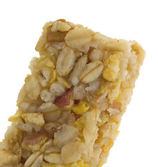 Image showing Muesli bar with apple, nuts and sugar