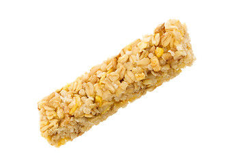 Image showing Muesli bar with apple, nuts and sugar