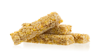 Image showing Muesli bar with apple, nuts and sugar