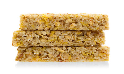 Image showing Muesli bar with apple, nuts and sugar