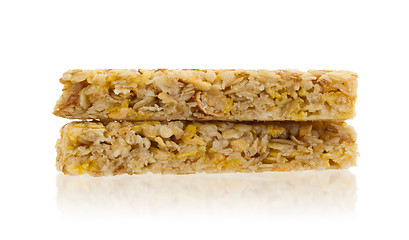 Image showing Muesli bar with apple, nuts and sugar