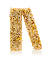 Image showing Muesli bar with apple, nuts and sugar