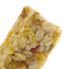 Image showing Muesli bar with apple, nuts and sugar