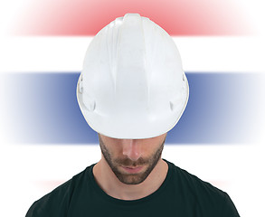 Image showing Engineer with flag on background - Thailand