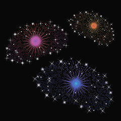 Image showing Set of  Colorful Fireworks