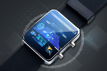 Image showing close up of smart watch with gps navigator map