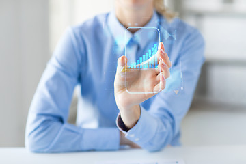 Image showing close up of woman with transparent smartphone