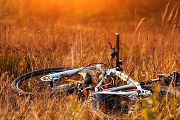 Image showing bicycle at sunny evening on countryside