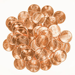 Image showing  Dollar coins 1 cent wheat penny vintage