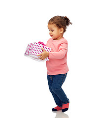 Image showing beautiful little baby girl with birthday present