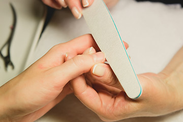 Image showing Closeup shot of woman in nail salon 