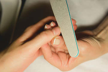 Image showing Closeup shot of woman in nail salon 