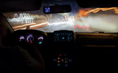 Image showing Speed driving in the city at night