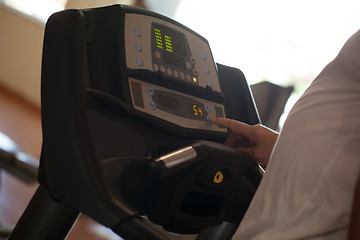 Image showing On a treadmill