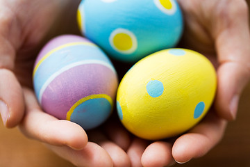 Image showing close up of colored easter eggs