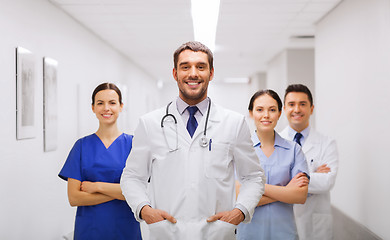 Image showing happy group of medics or doctors at hospital