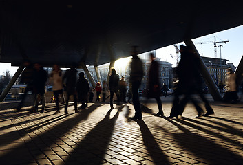 Image showing People walking near the metro station.