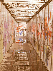 Image showing  Bridge with graffiti vintage
