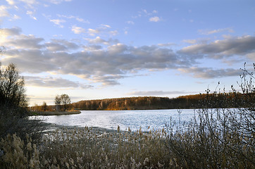 Image showing Spring landscape with melting ice on the lake on a clear day