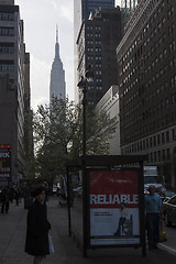 Image showing Street view of Empire State Building at evening