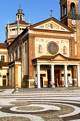 Image showing parabiago in  the old   church  closed brick tower sidewalk 