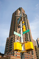 Image showing Skyscraper and lamp post