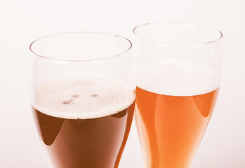 Image showing Retro looking Two glasses of German beer