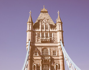 Image showing Retro looking Tower Bridge in London