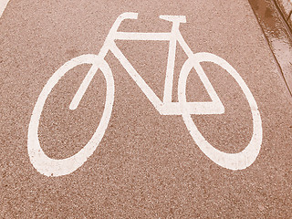 Image showing  Bike lane sign vintage