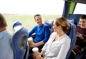 Image showing group of happy passengers in travel bus