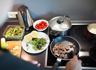 Image showing Cooking tasty family dinner at home