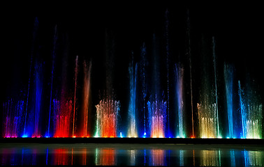 Image showing Dancing colorful fountain