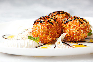 Image showing Delicious dessert with fried ice cream