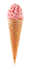 Image showing pink ice cream in cone