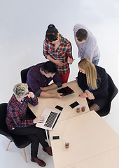 Image showing aerial view of business people group on meeting