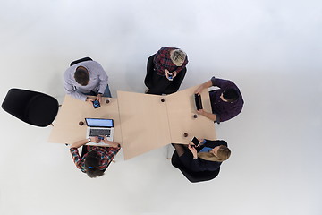 Image showing aerial view of business people group on meeting